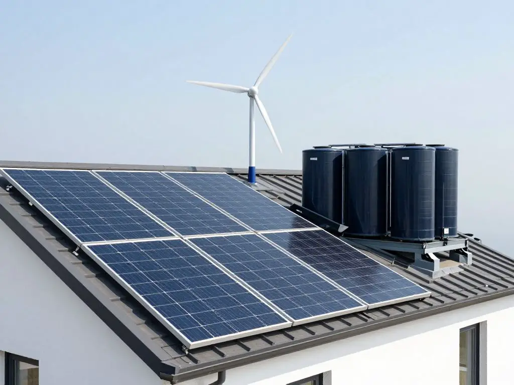 Home generating electricity using renewable energy sources