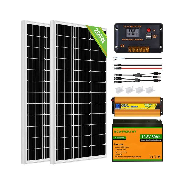 ECO-WORTHY 200 Watt 12 Volt Complete Solar Panel Starter Kit for RV