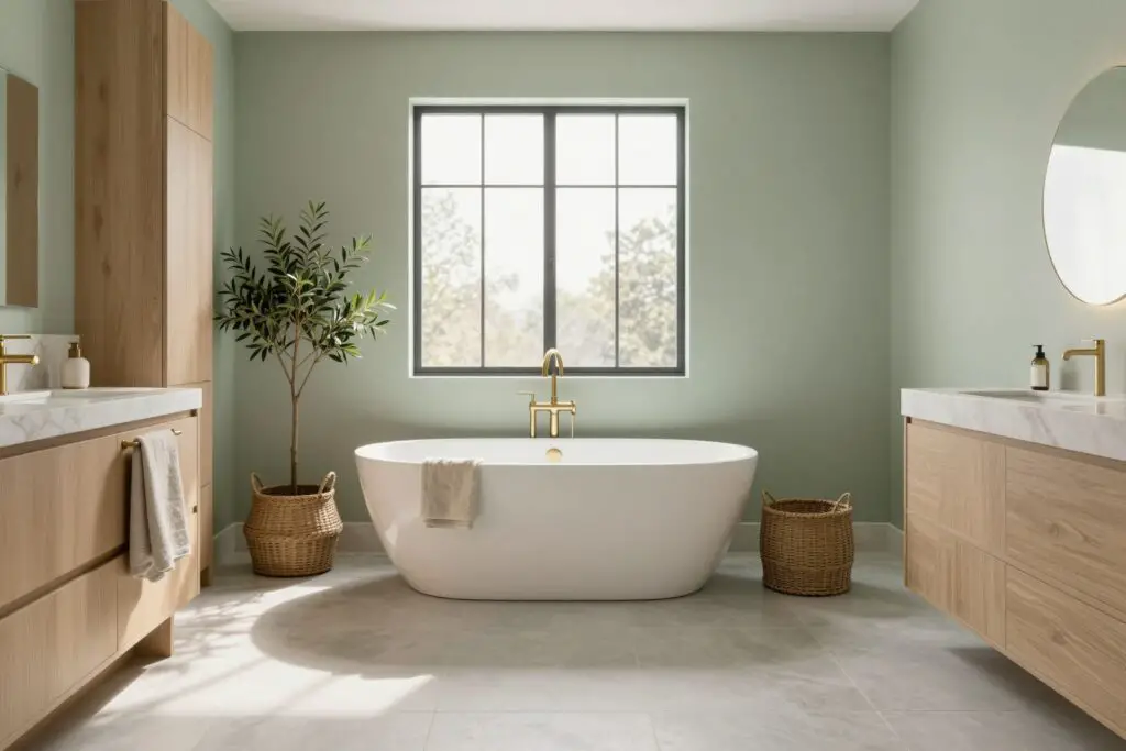 Featured image for: 23 Sage Green Bathroom Ideas That Feel Calm, Elegant & Totally Refreshing
