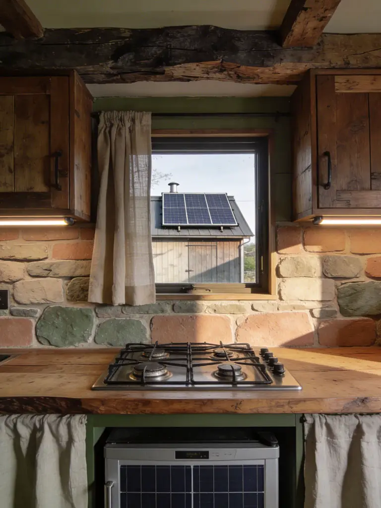 Rustic Stone Kitchen with Propane Cooktop