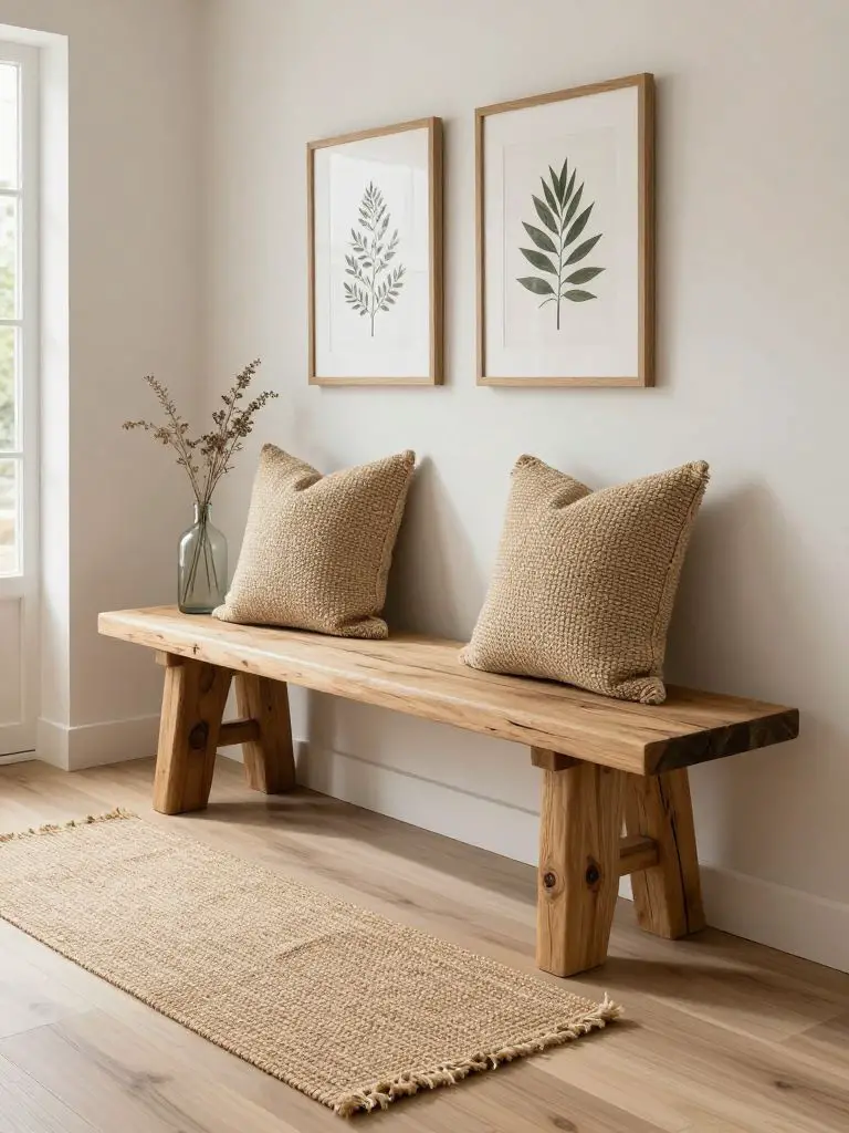 An eco friendly entryway styled in modern rustic fashion.