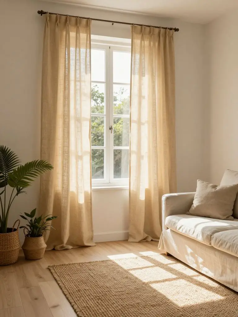 A sunlit living corner highlighting eco friendly window styling.