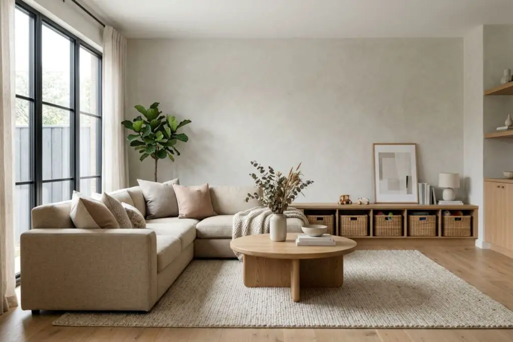 Featured image for: 11 Minimalist Living Room Ideas for Families With Kids