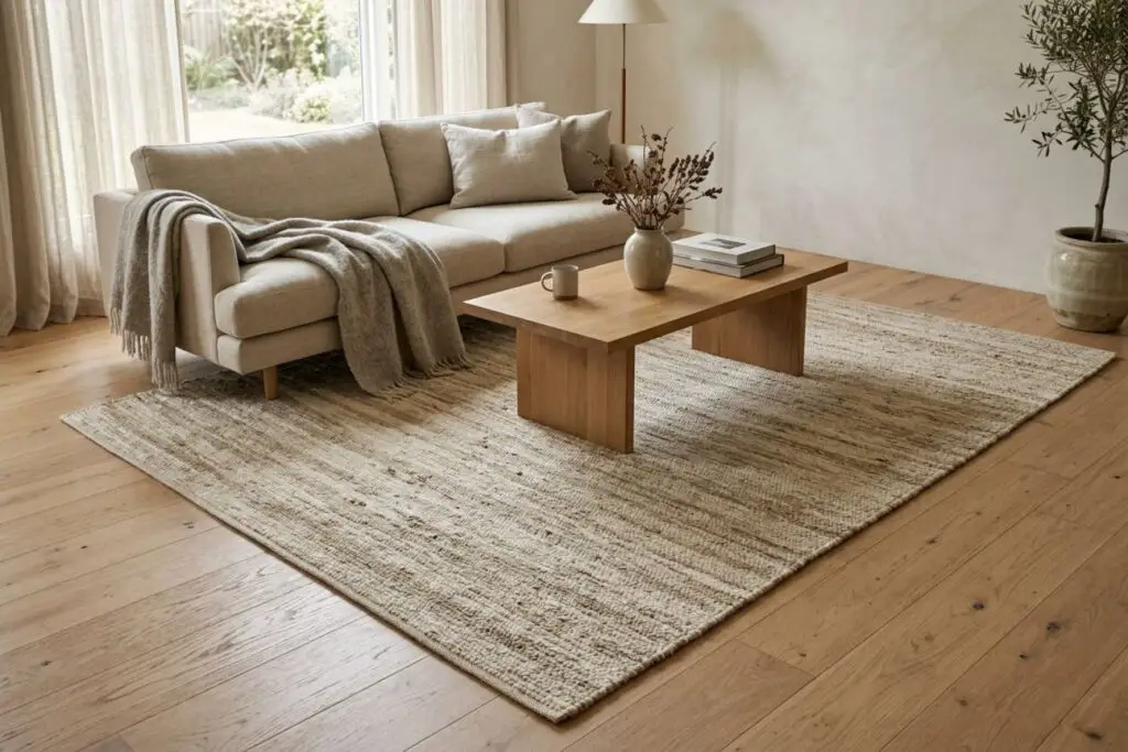 Featured image for: 11 Minimalist Living Room Rug Ideas That Anchor the Space