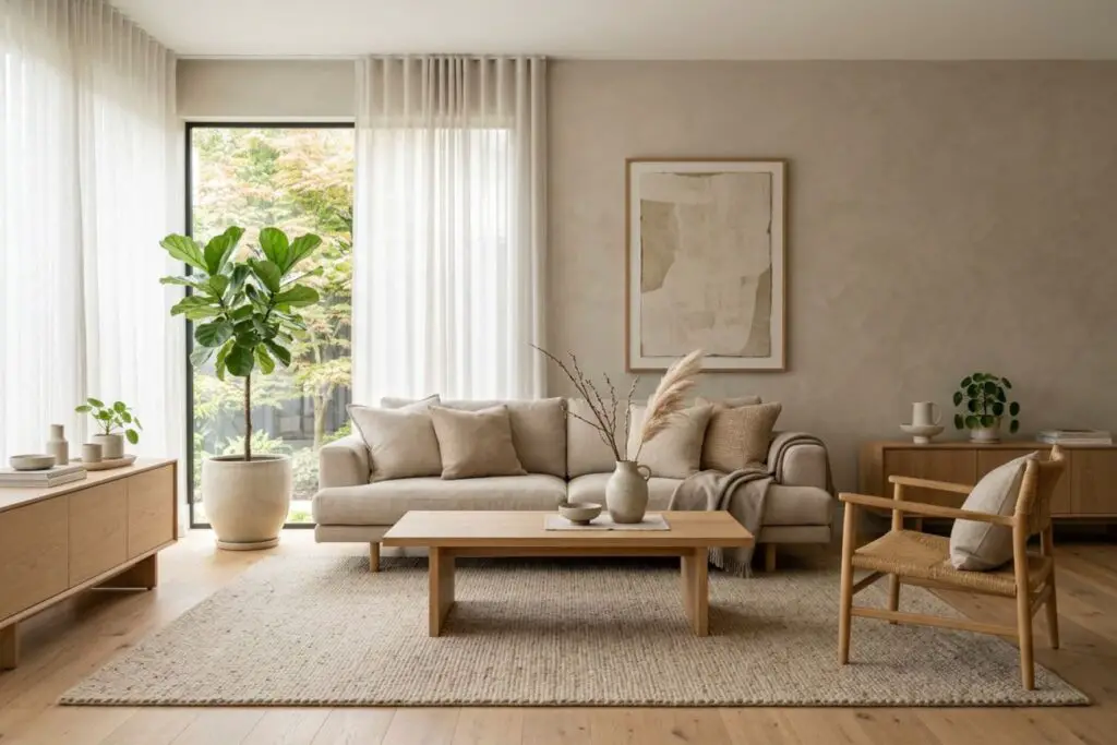 Featured image for: 17 Japandi Minimalist Living Room Ideas You’ll Love