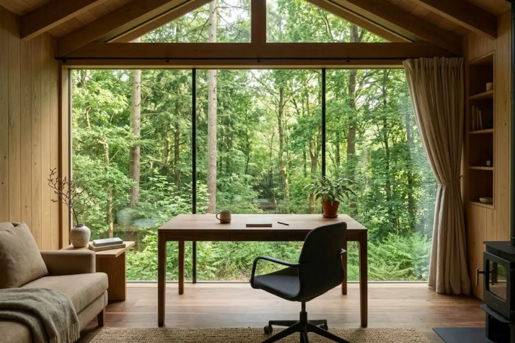 Featured image for: 19 Modern Office Cabin Interior Ideas for Nature Workspaces