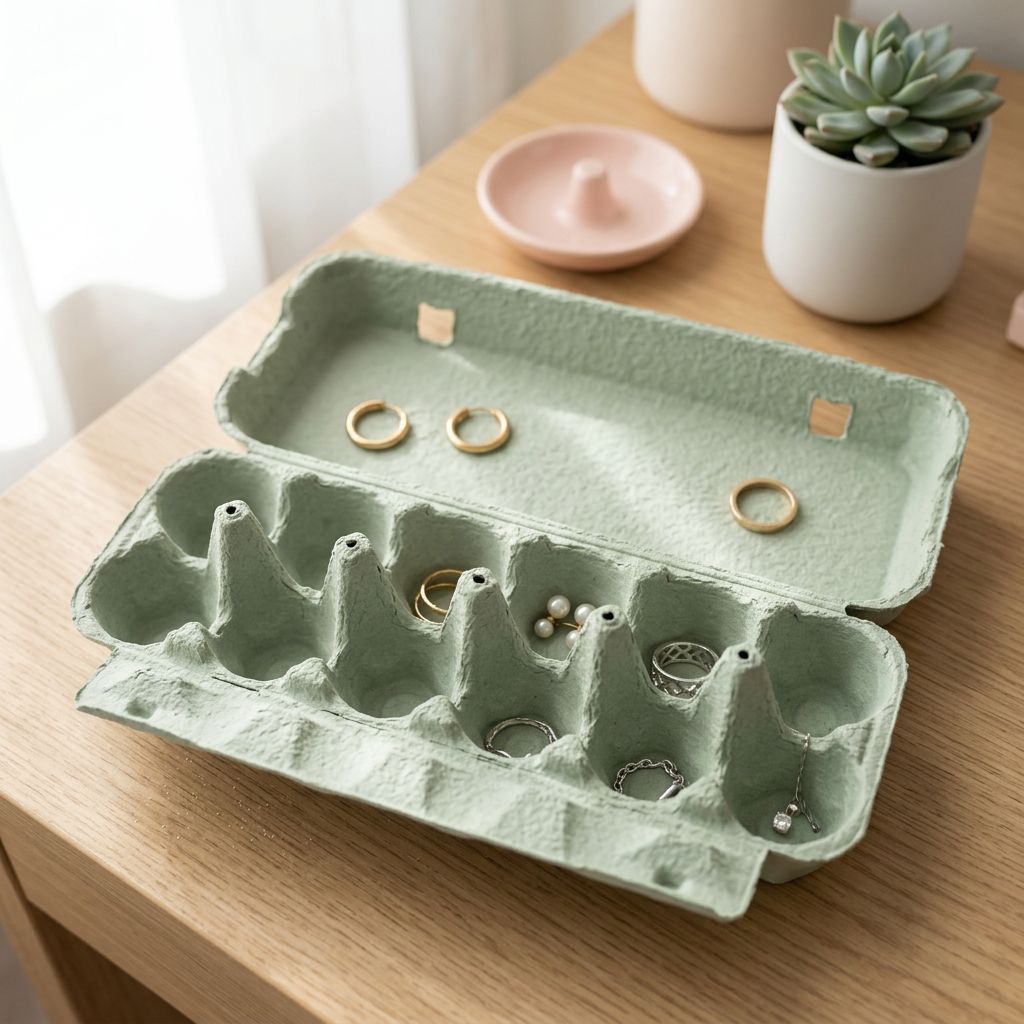 egg carton jewelry organizer DIY recycled storage for rings and earrings