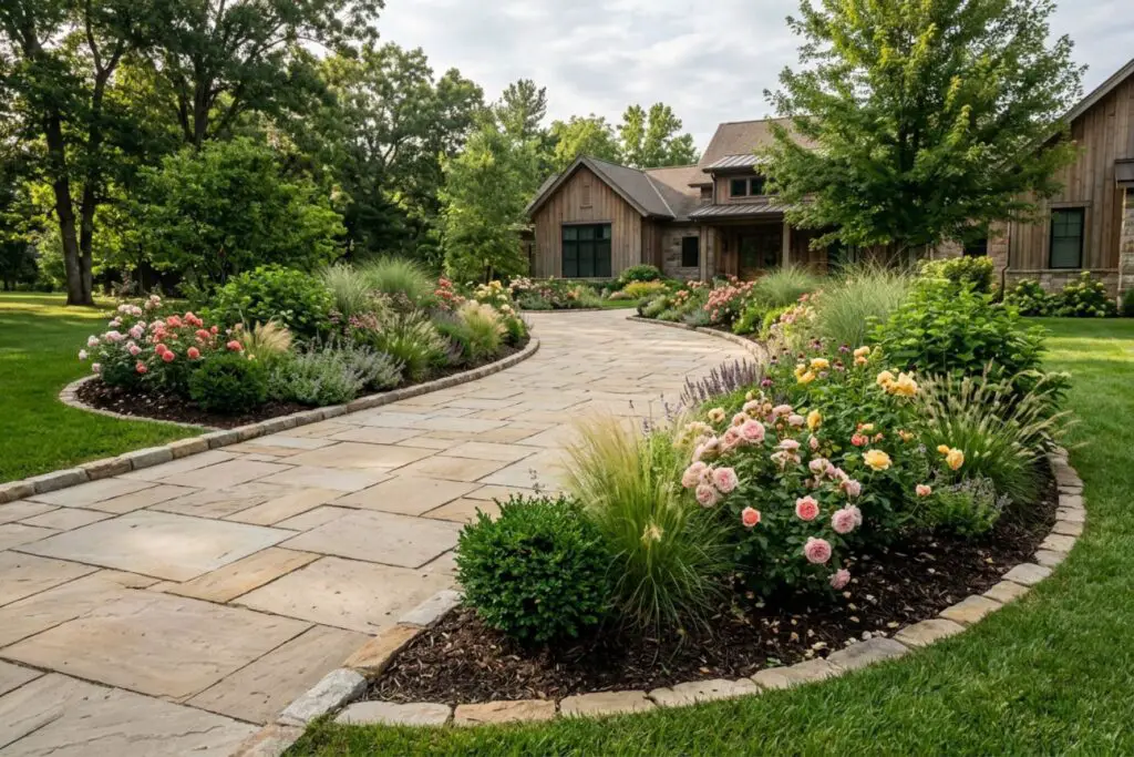 Featured image for: 10 Driveway & Walkway Flower Bed Ideas That Guide the Eye