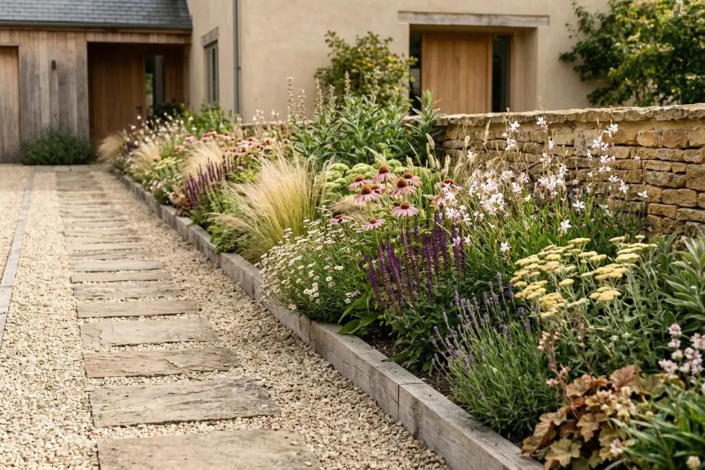 Featured image for: 10 Narrow Flower Bed Ideas for Side Yards & Walkways