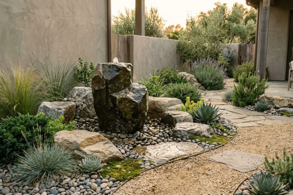 Featured image for: 10 Small Rock Garden Ideas with Water Fountains for a Stunning Backyard