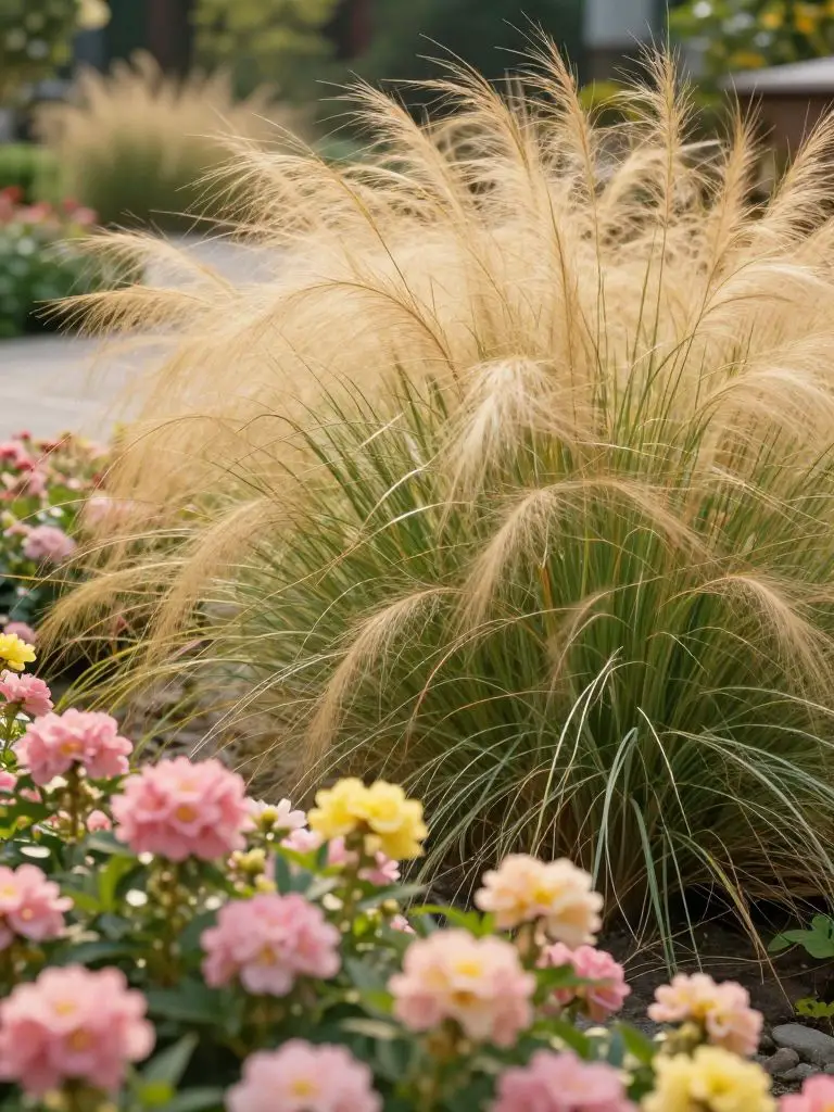A garden scene emphasizing movement and height.