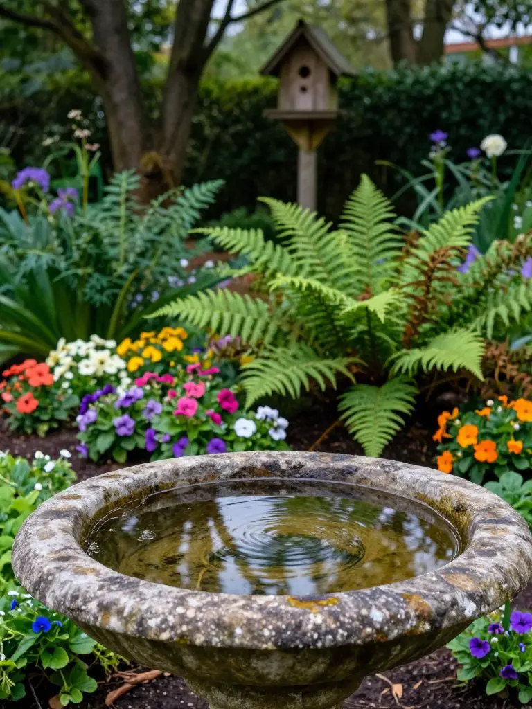 A bird-friendly garden vignette.