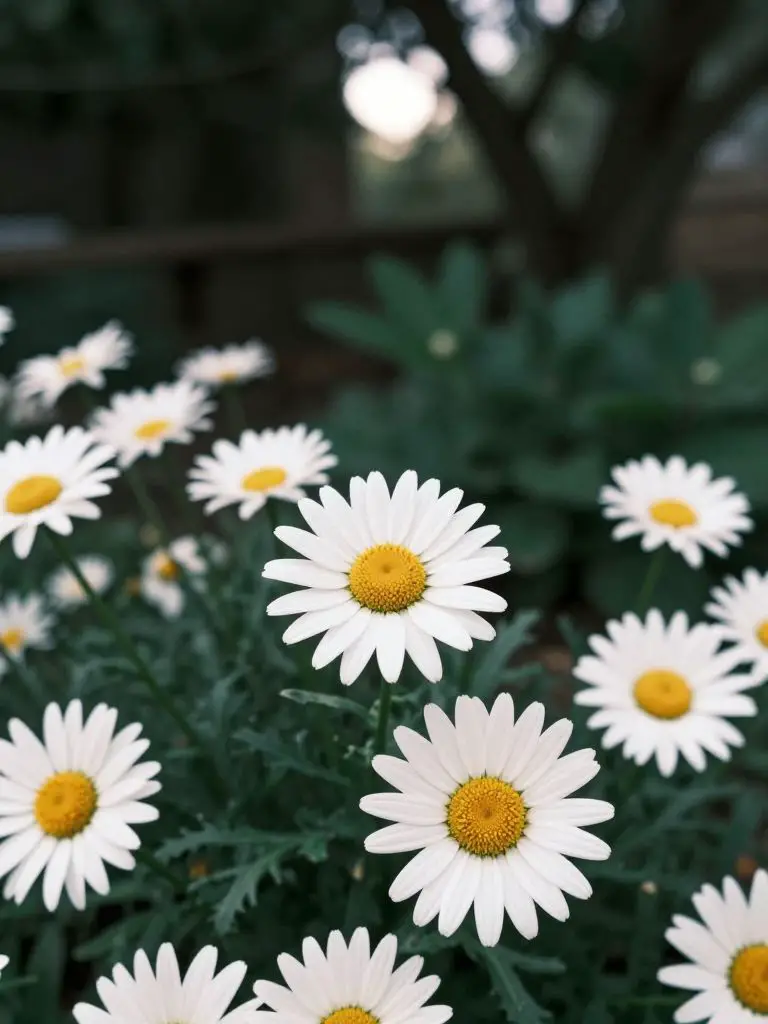 A close-up shot of shade-loving daisies.