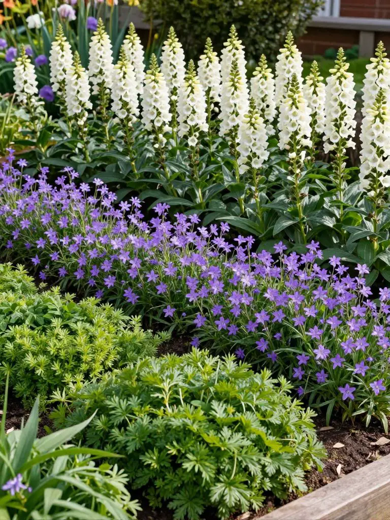 A layered garden bed showing clear height tiers.
