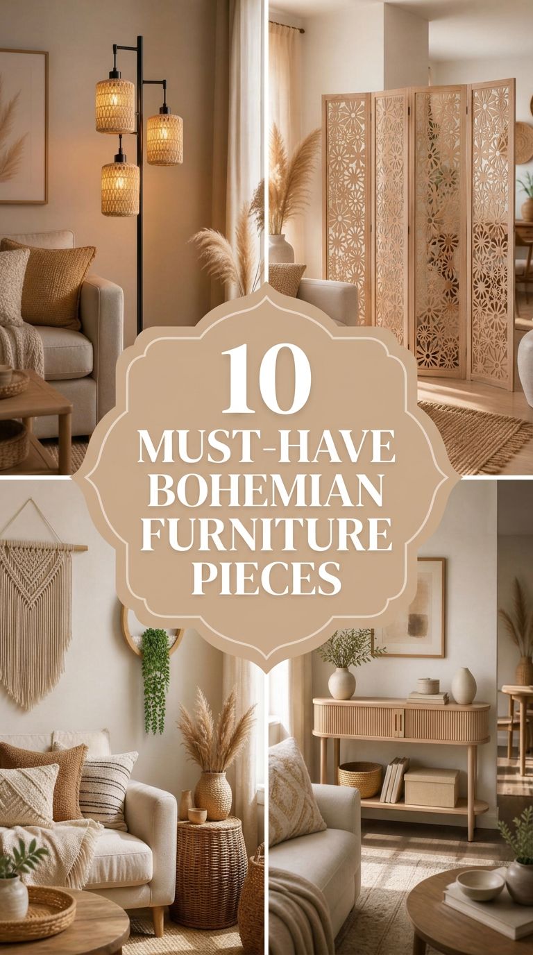 Pinterest banner for 10 Bohemian Furniture Pieces That Make Any Room Feel Warm