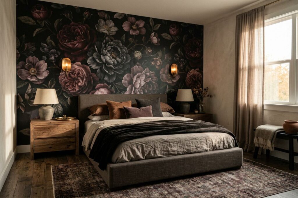 Featured image for: 10 Dark Floral Bedroom Ideas with Moody Elegant Style