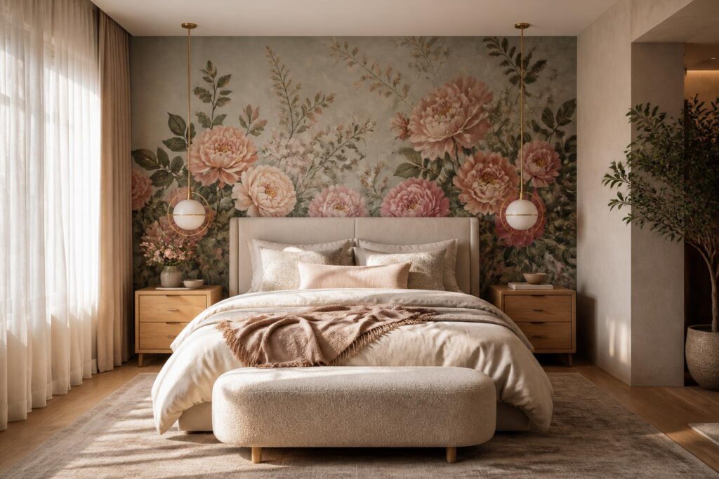 Featured image for: 10 Floral Accent Wall Bedroom Ideas That Make a Statement