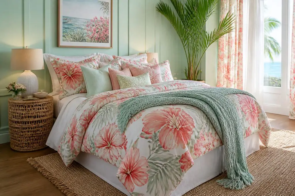 Featured image for: 10 Floral Coastal Bedroom Ideas with Breezy Beach Vibes