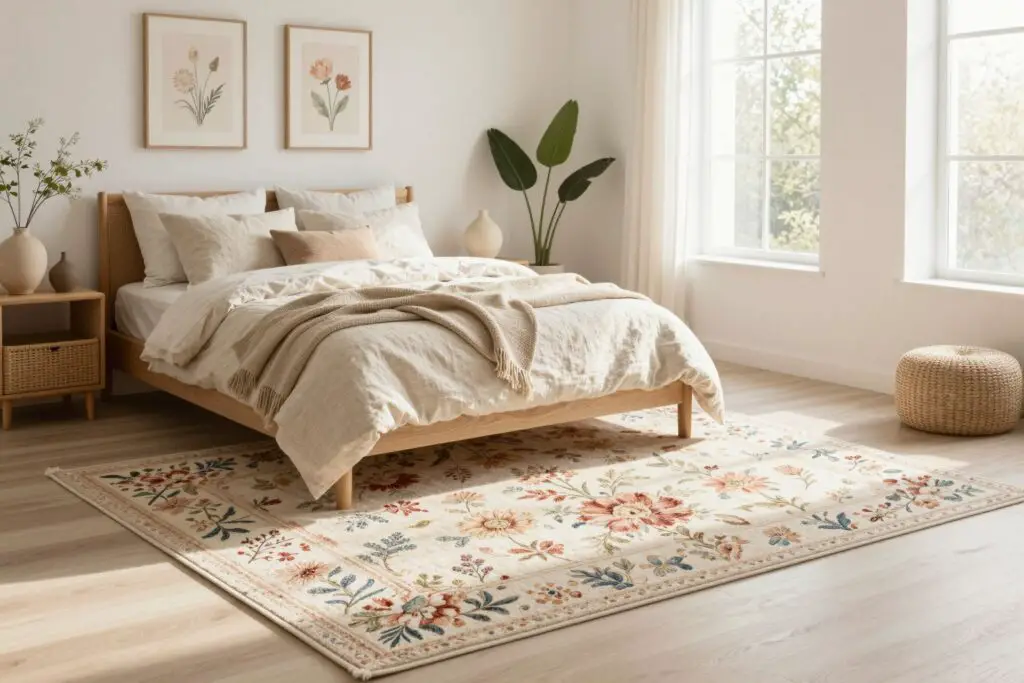 Featured image for: 10 Floral Rug Bedroom Ideas That Make Your Space Feel Cozy