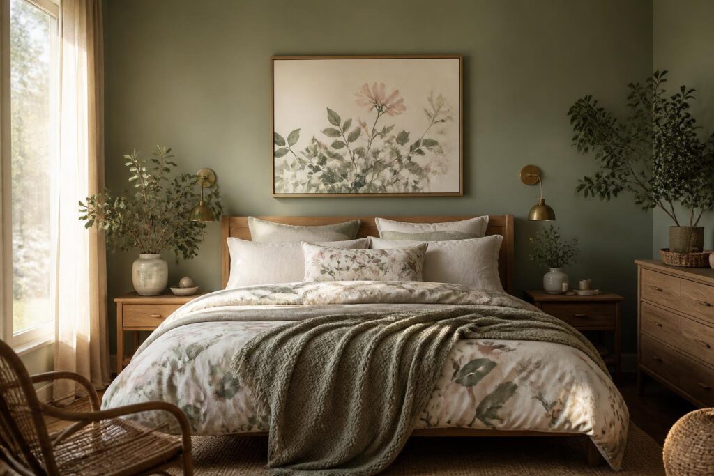 Featured image for: 10 Green Floral Bedroom Ideas Inspired by Nature