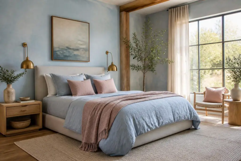 Featured image for: 10 Light Blue and Pink Bedroom Ideas That Feel Dreamy & Cozy