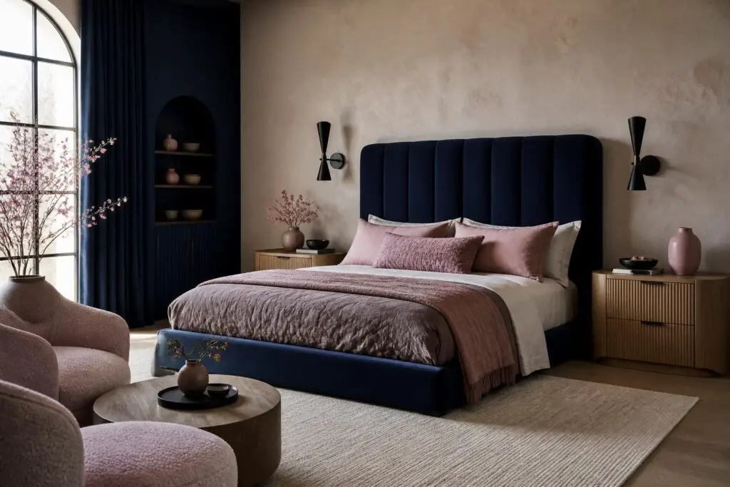 Featured image for: 10 Navy Blue and Pink Bedroom Ideas That Feel Luxe, Cozy, and Pinterest-Worthy