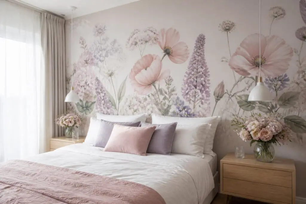 Featured image for: 10 Pastel Floral Wallpaper Bedroom Ideas for Soft Feminine Decor