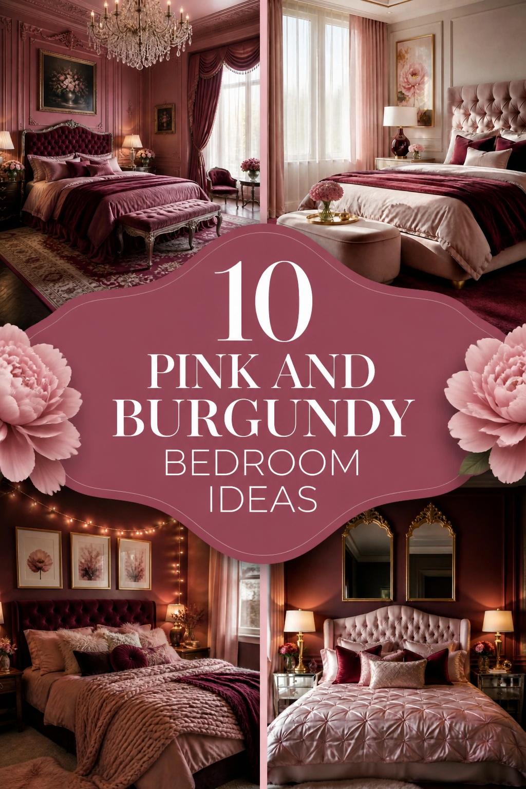 Pinterest banner for 10 Pink and Burgundy Bedroom Ideas for a Chic, Cozy Retreat