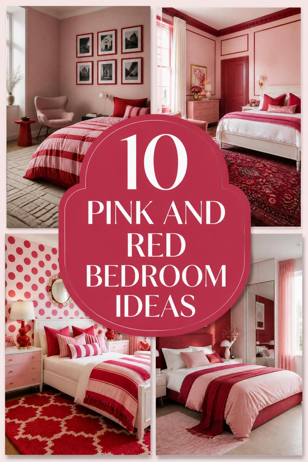 Pinterest banner for 10 Pink and Red Bedroom Ideas for Bold, Chic Interiors