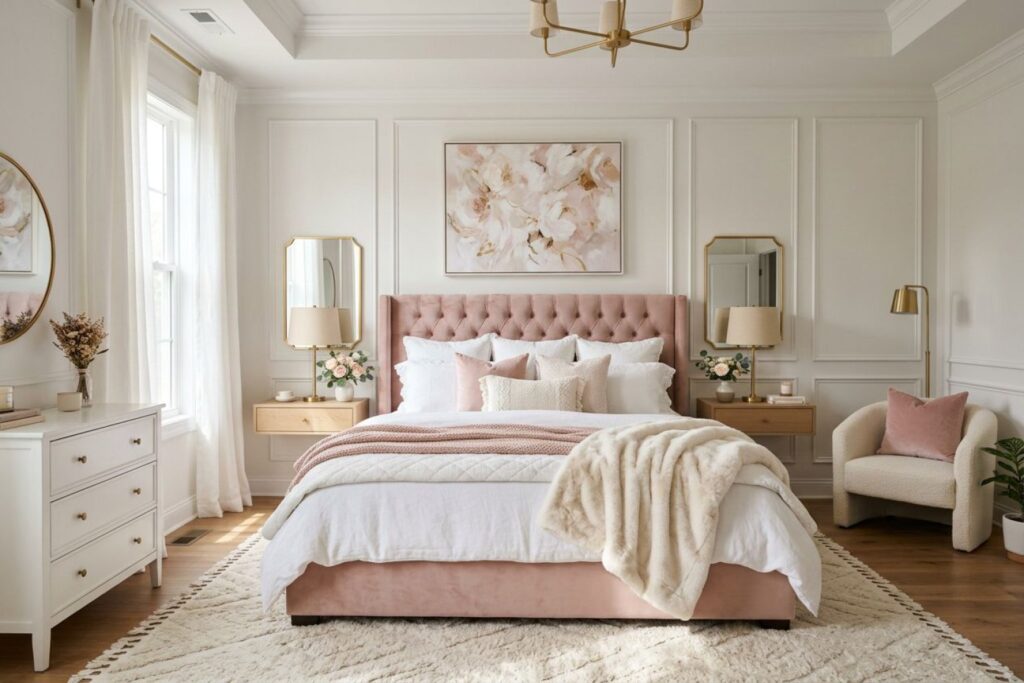 Featured image for: 10 Pink and White Bedroom Ideas That Feel Bright and Feminine