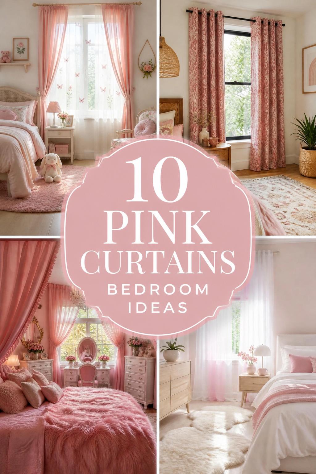 Pinterest banner for 10 Pink Curtains Bedroom Ideas for a Dreamy, Stylish Retreat