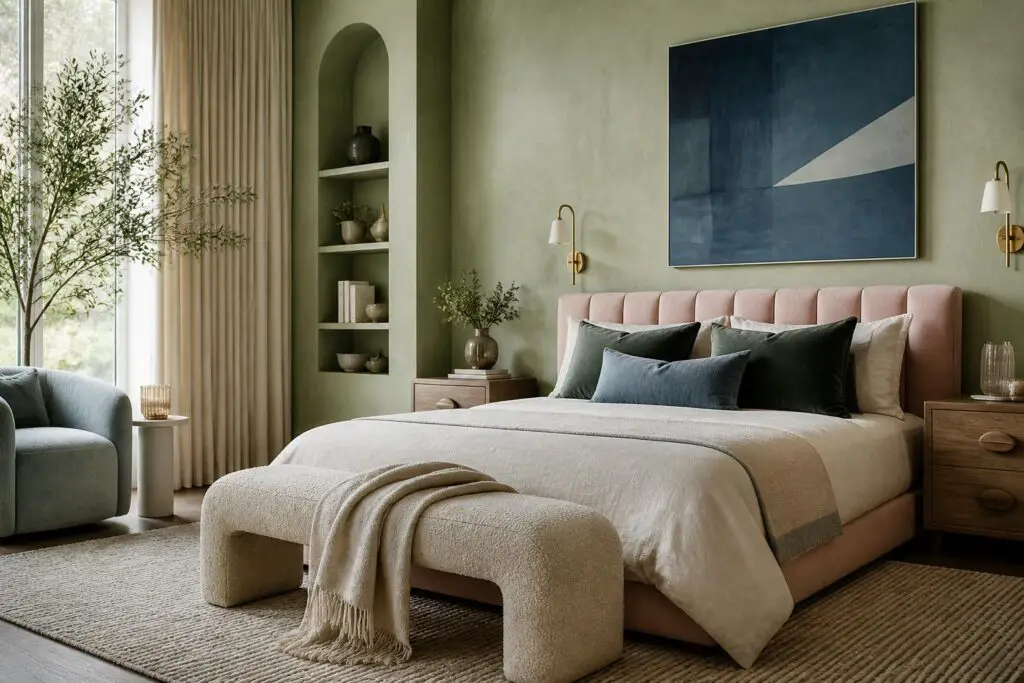 Featured image for: 10 Pink Green and Blue Bedroom Ideas That Feel Dreamy & Bold