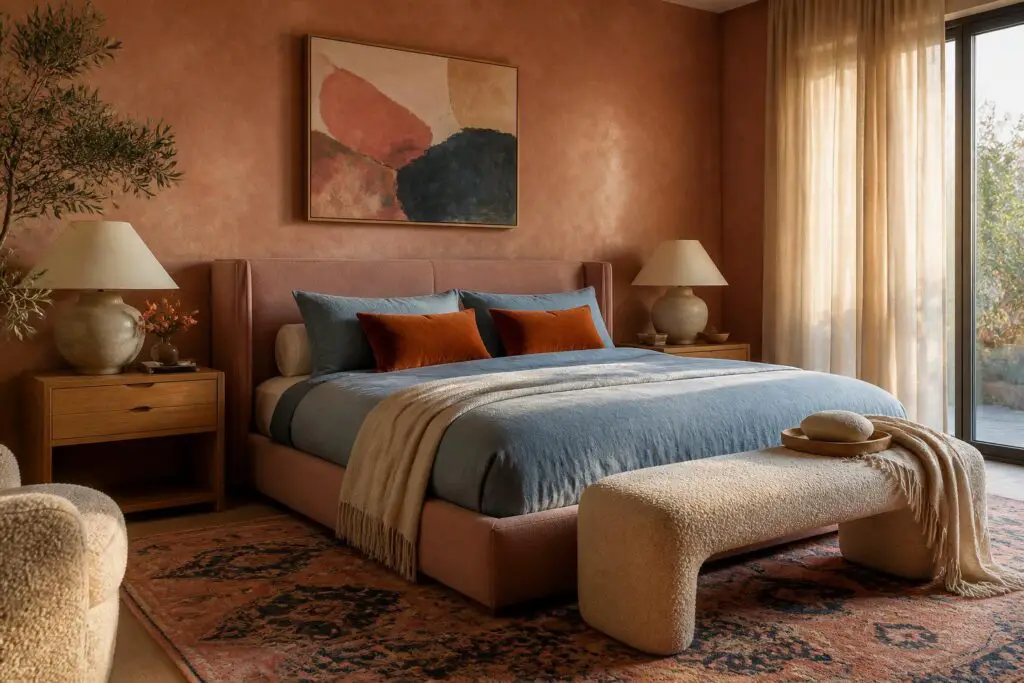 Featured image for: 10 Pink Orange and Blue Bedroom Ideas That Feel Bold, Cozy, and Designer-Approved