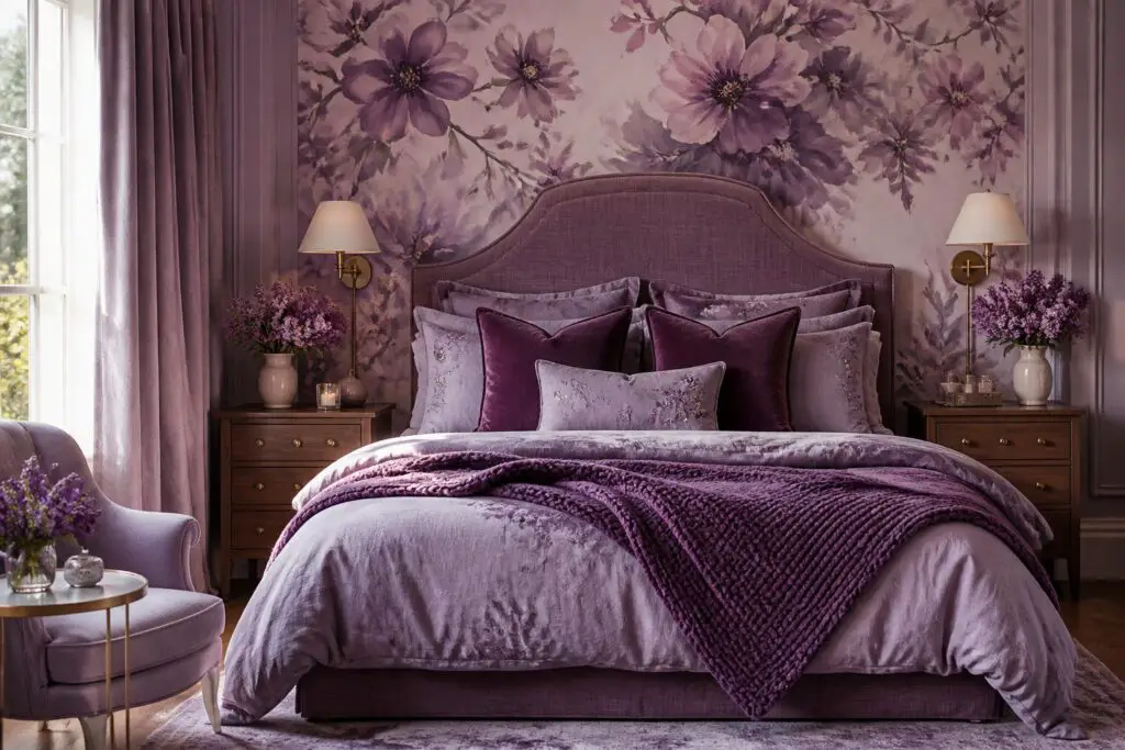 Featured image for: 10 Purple Floral Bedroom Ideas for a Romantic Feminine Look