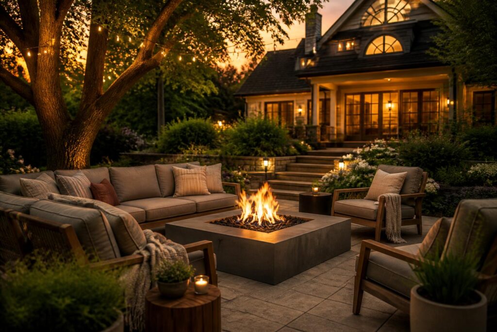 Featured image for: 10 Square and Rectangle Fire Pit Ideas for a Dreamy Backyard