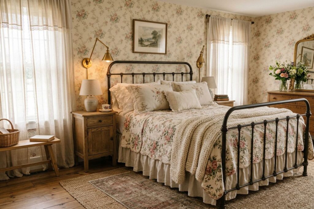 Featured image for: 10 Vintage Floral Bedroom Ideas with Timeless Charm