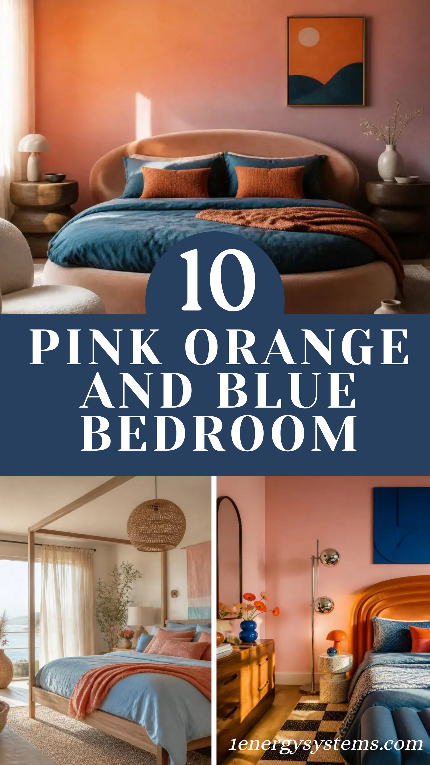 Pink Orange and Blue Bedroom