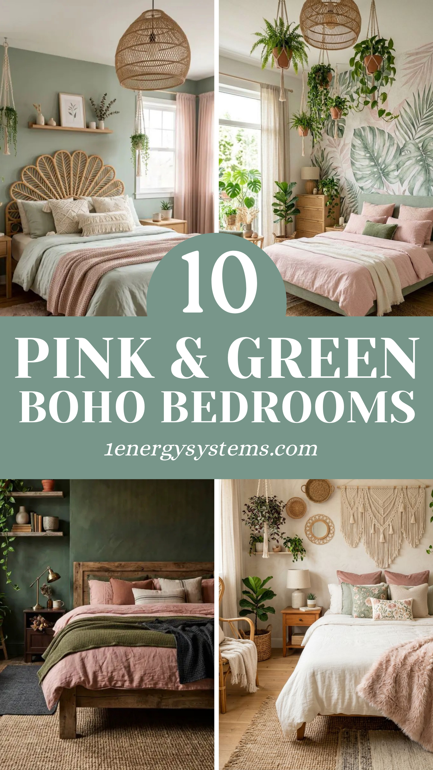 Pink and Green Boho Bedroom