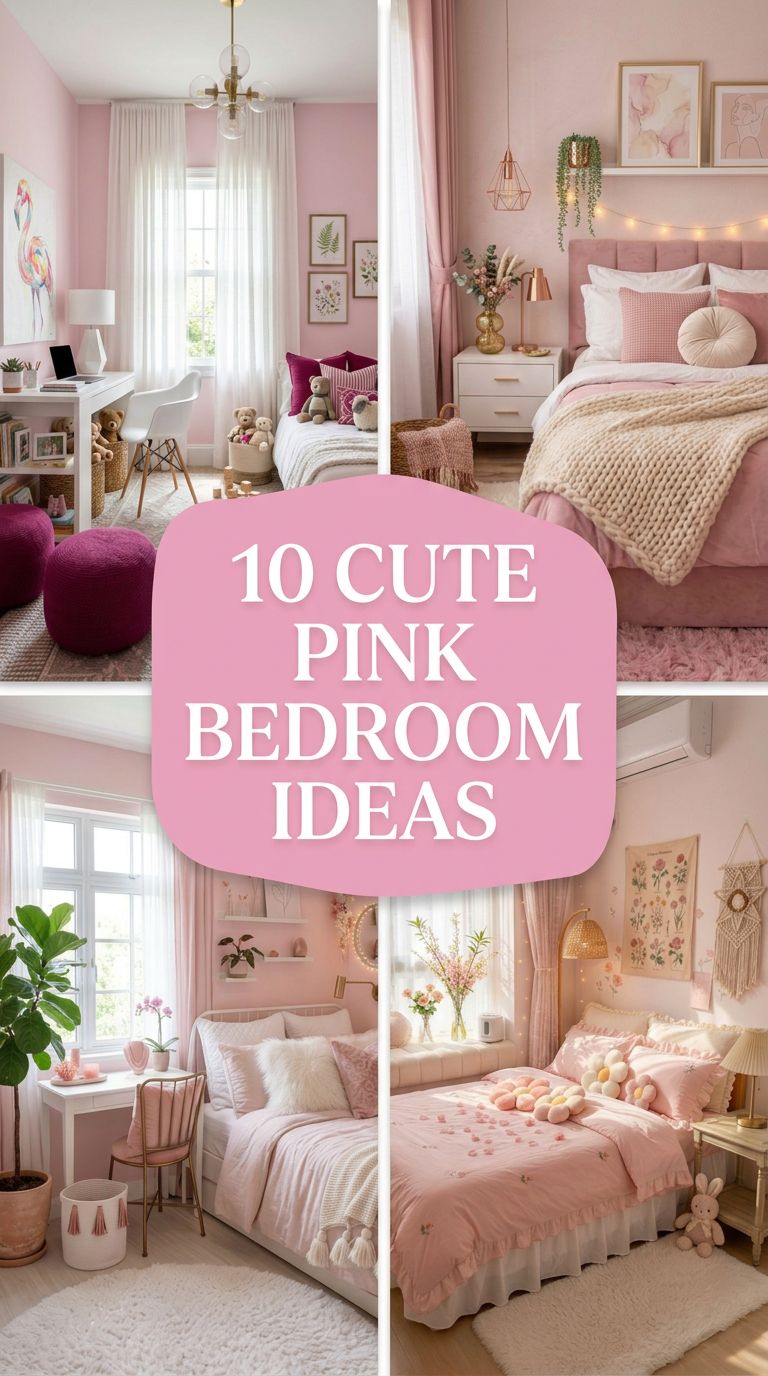 Pinterest banner for 10 Cute Pink Bedroom Ideas for a Dreamy & Cozy Retreat