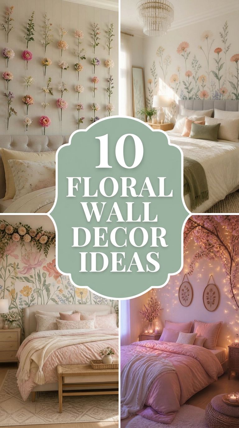 Pinterest banner for 10 Floral Wall Decor Ideas That Add Personality to Bedrooms