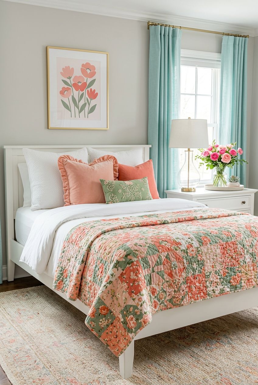 Create an airy and inviting bedroom with a bright, soft ambiance, perfect for spring.