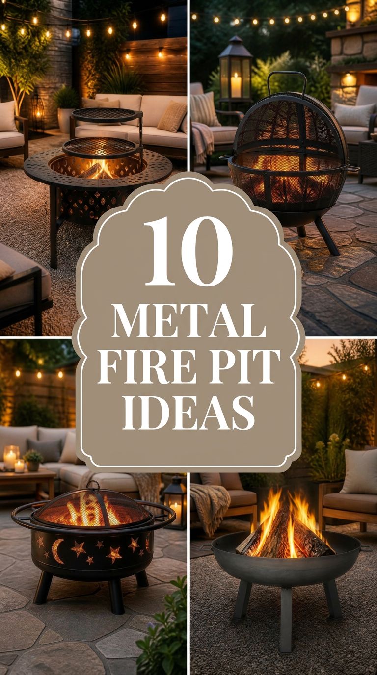 Pinterest banner for 10 Metal Fire Pit Ideas for Stunning and Cozy Outdoor Spaces