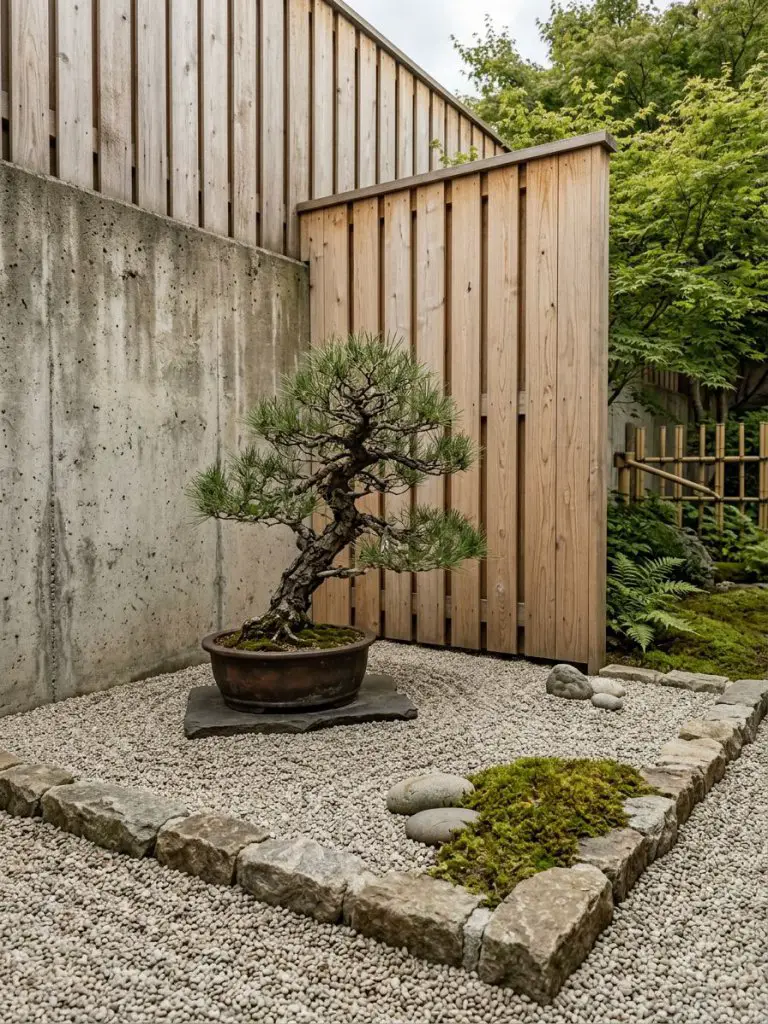 A mini Zen garden idea designed in a tight backyard corner with a compact, clean-lined layout.