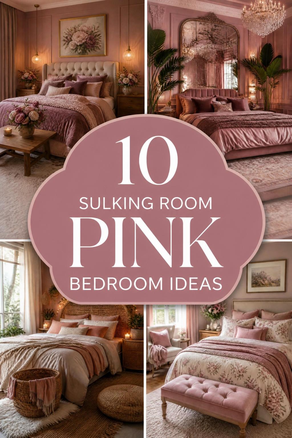 Pinterest banner for 10 Sulking Room Pink Bedroom Ideas with a Luxury Feel