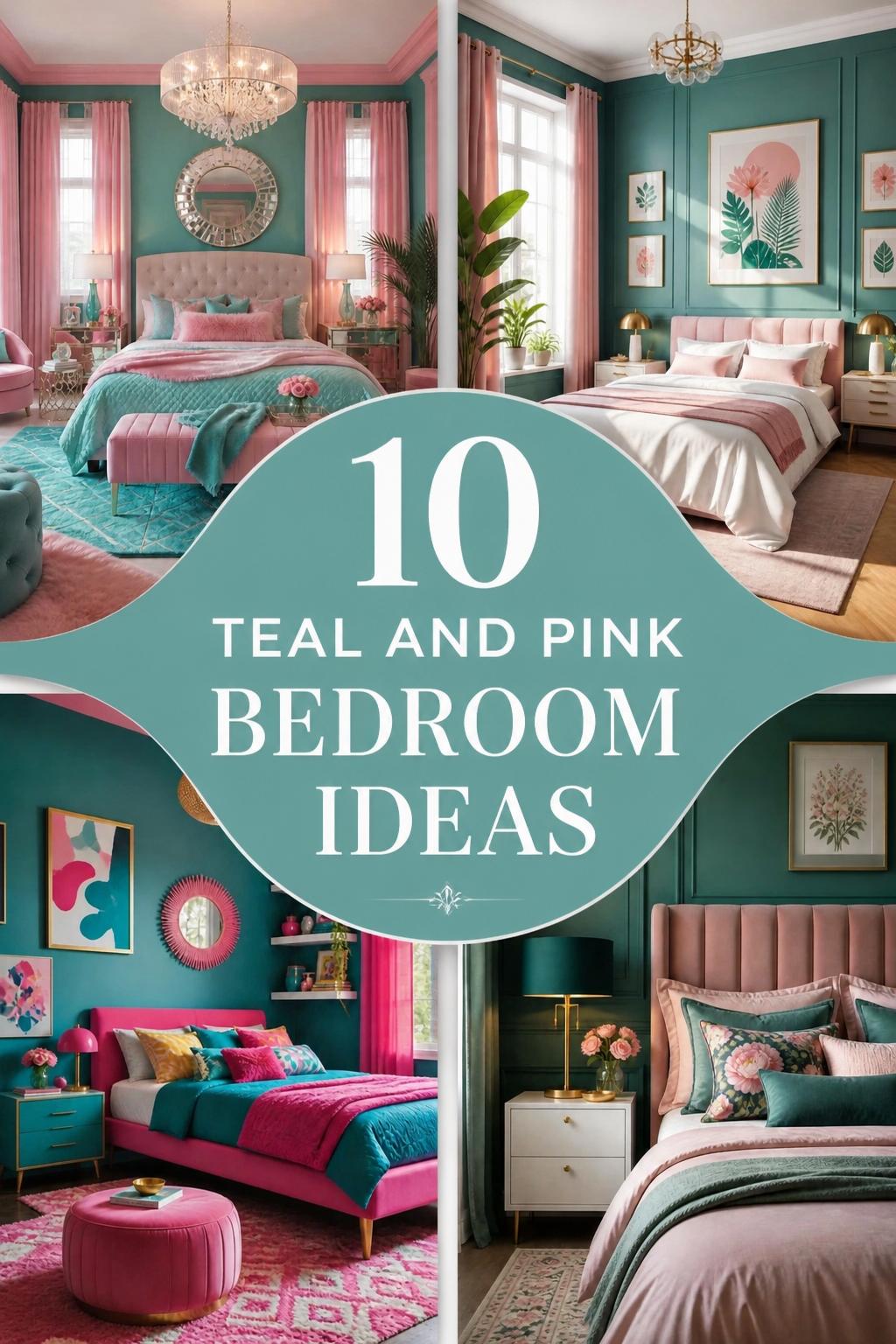 Pinterest banner for 10 Teal and Pink Bedroom Ideas That Feel Bold Yet Relaxing