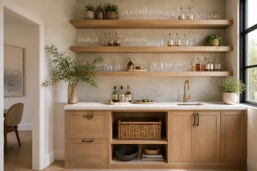 Featured image for: 10 Dry Bar & Wet Bar Floating Shelves Ideas for a Stylish Home