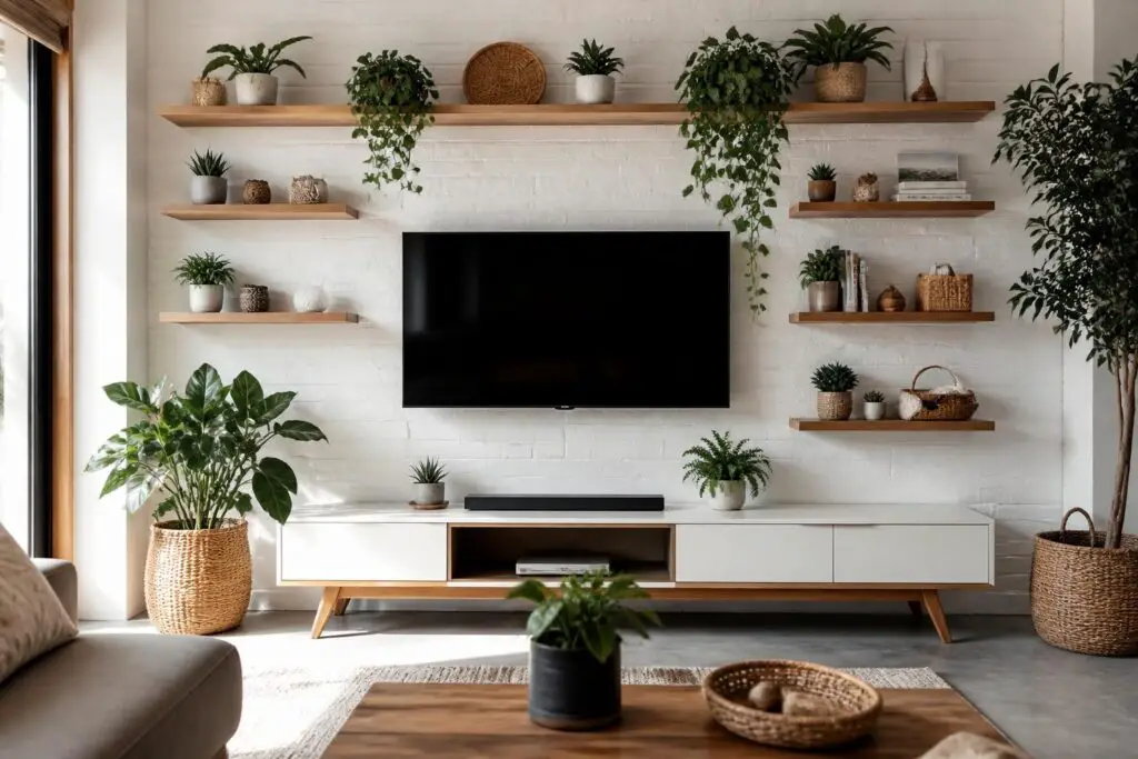 Featured image for: 10 Floating Shelves Around TV Ideas for Modern Living Rooms