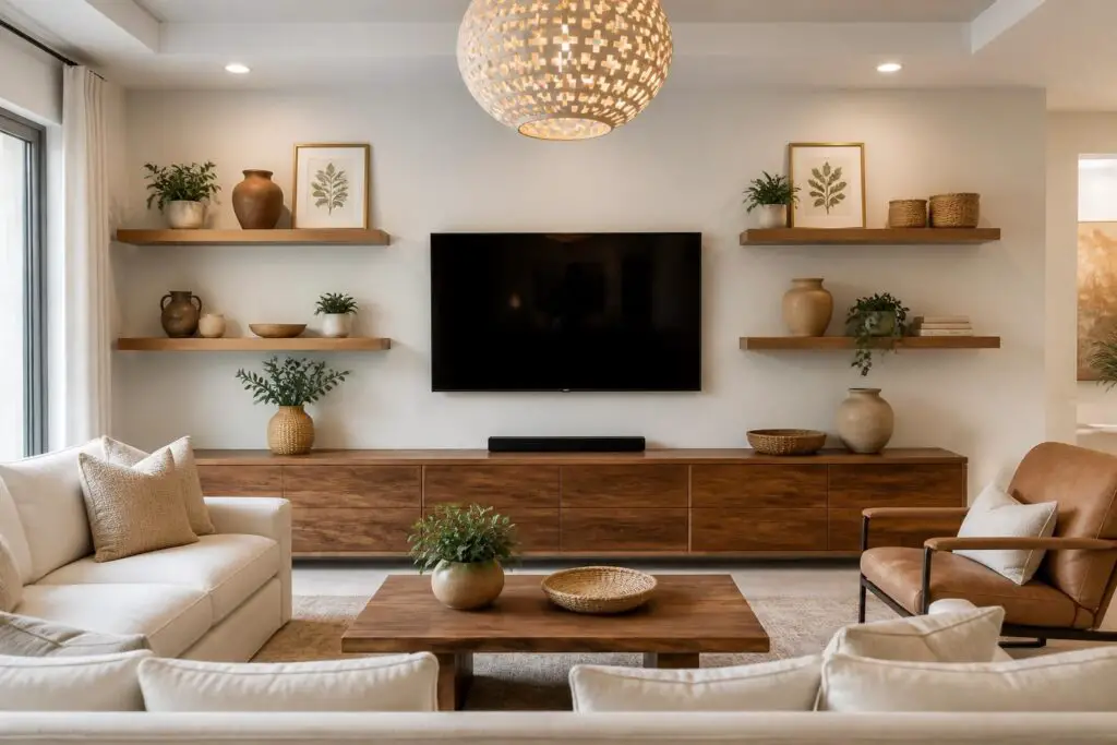 Featured image for: 10 Floating Shelves Living Room Ideas That Look Designer-Made