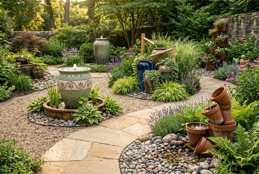 Featured image for: 10 Gorgeous Flower Pot Fountain Ideas for Any Garden