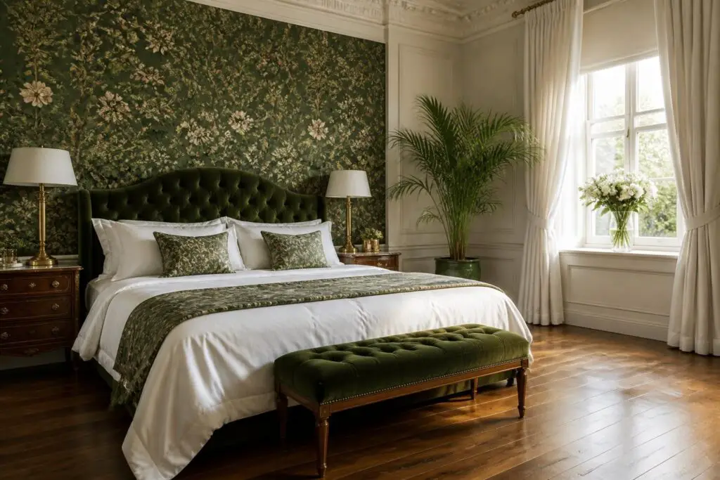 Featured image for: 10 Green Floral Wallpaper Bedroom Ideas for a Fresh Retreat